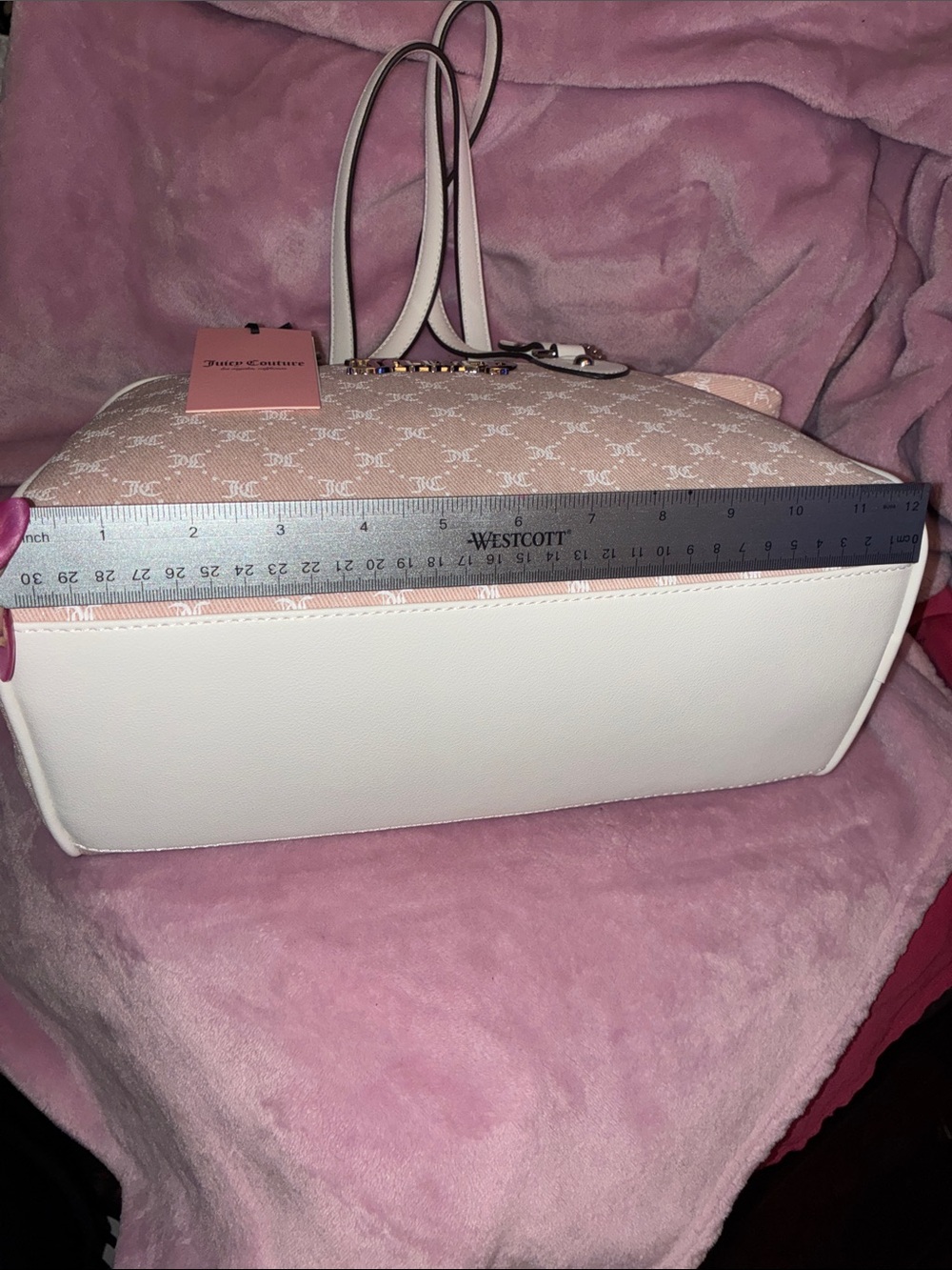 Juicy Couture Pink and White Logo Satchel with Heart Charm - Picture 5 of 7